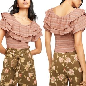 Free People Heirloom Ruffle Top Doe Combo Size S